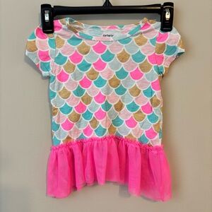 Carter’s Mermaid Peplum Short Sleeve Top With Hot Pink Tutu Design 4T